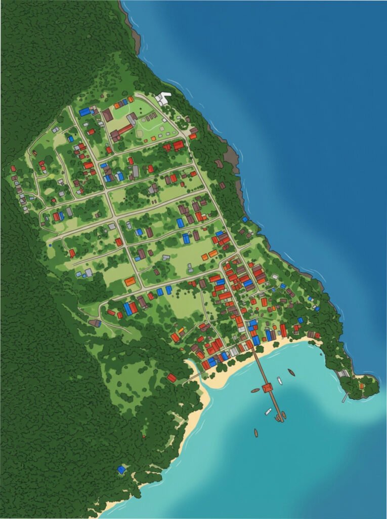 M'Pai Bay Illustrated map